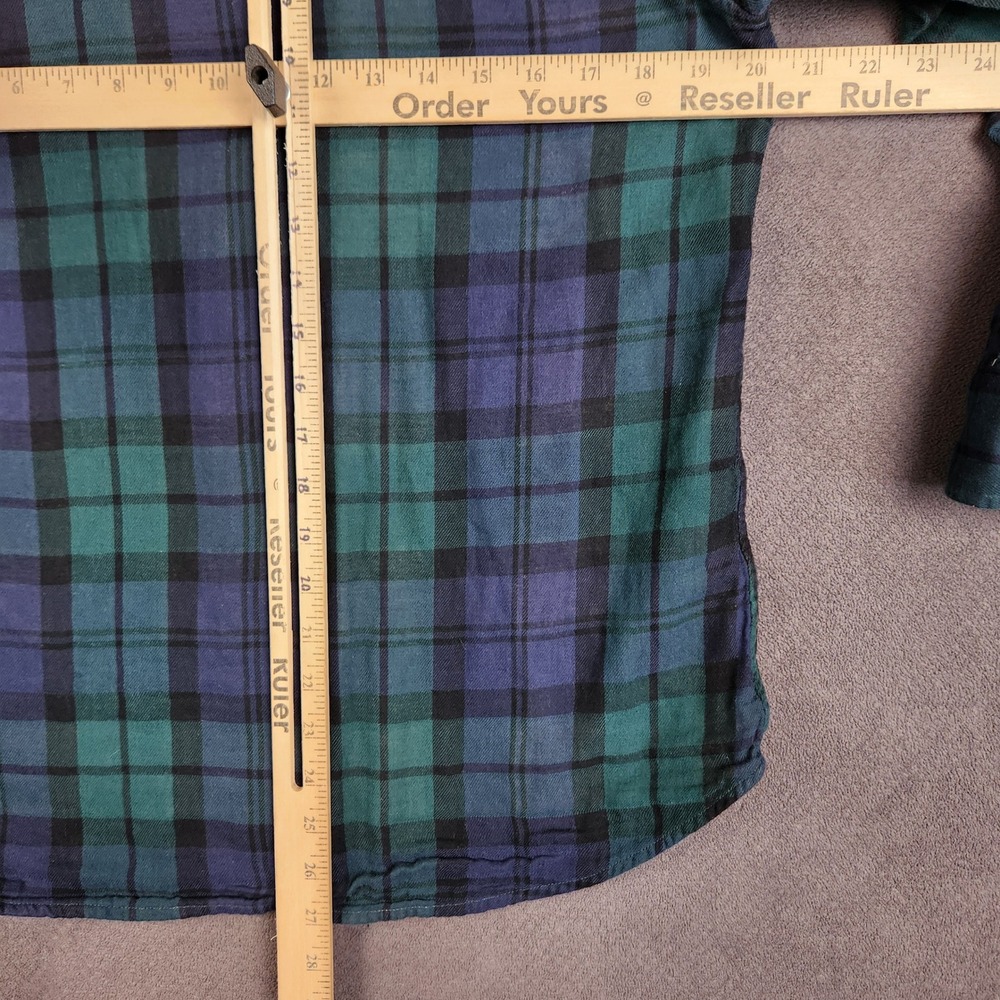 Faherty Reversible Shirt Womens Small Green Blue Plaid Long Sleeve Button Up - Picture 7 of 9